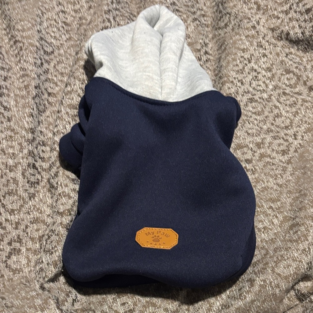 Navy and Gray Dog Hoodie